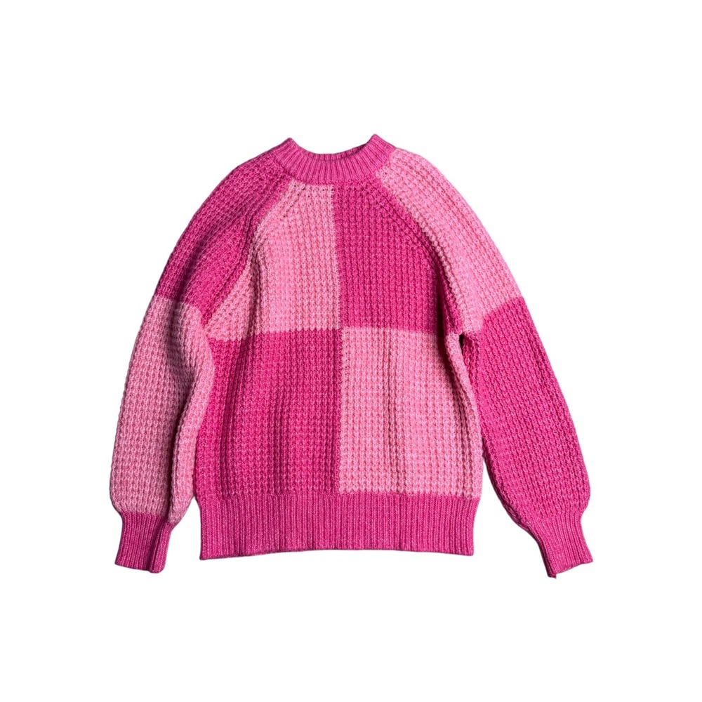 MNG Pink Checkered Knit Sweater Women's‎ XS Extra Small Colorful Cute